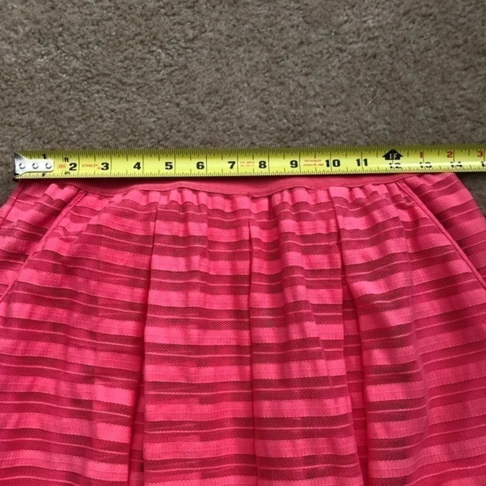 Anthropologie Maeve Coral Skirt Striped Mesh Midi Style Wedding guest